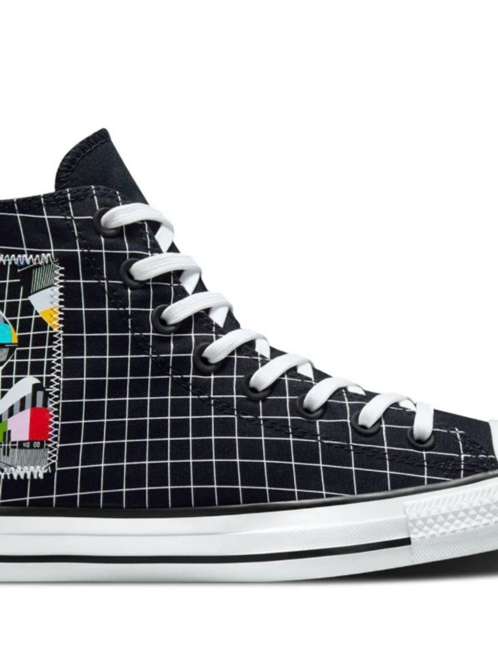 Converse High Top Sneakers - Black & White Grid - Picture 2 of 8